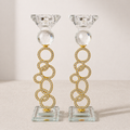 Crystal & Gold Shabbat Candlestick Holders