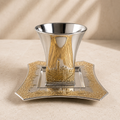Silver Kiddush Cup & Matching Saucer Set – Elegant Shabbat & Holiday Wine Cup