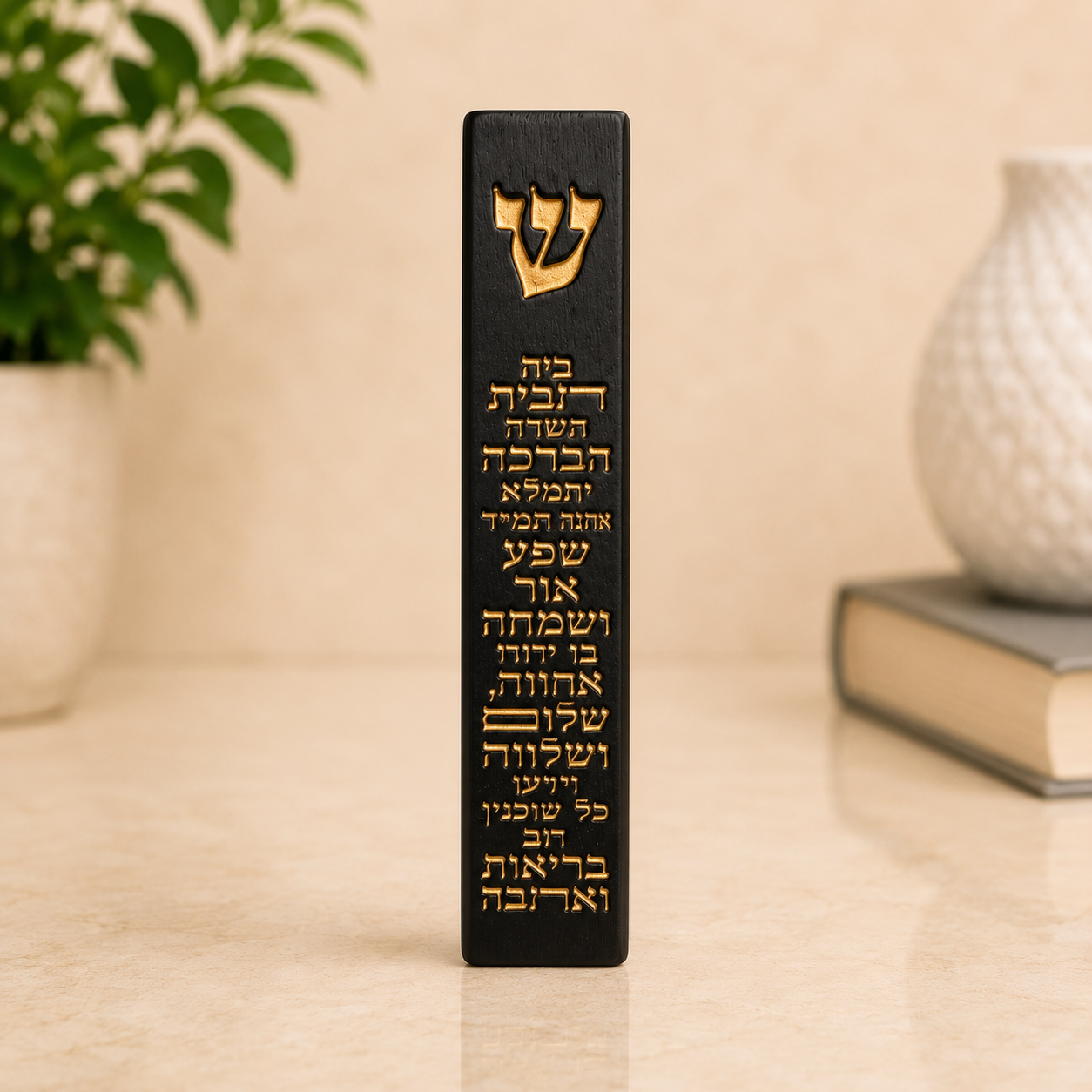 Black & Gold Home Blessing Mezuzah