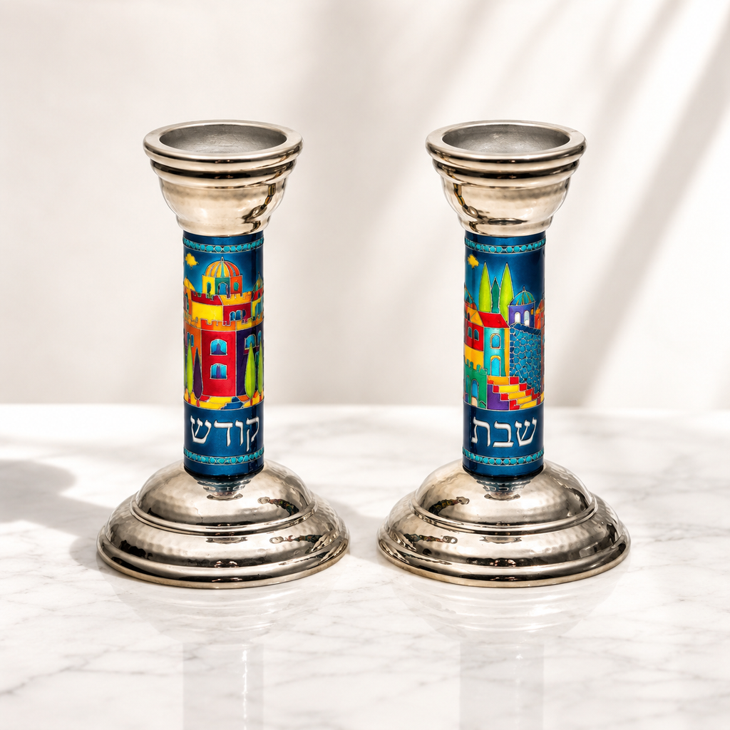 Silver & Pearl Kiddush Cup with Matching Saucer – Shabbat Wine Cup
