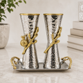 Pomegranate Branch Shabbat Candlesticks Set with Serving Tray