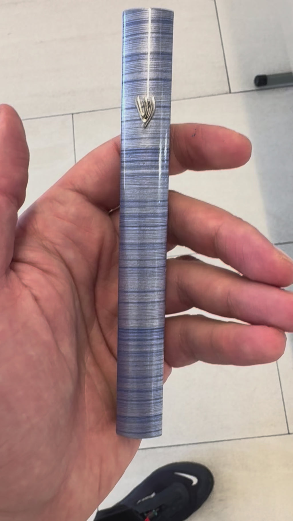 Blue Textured Mezuzah Case