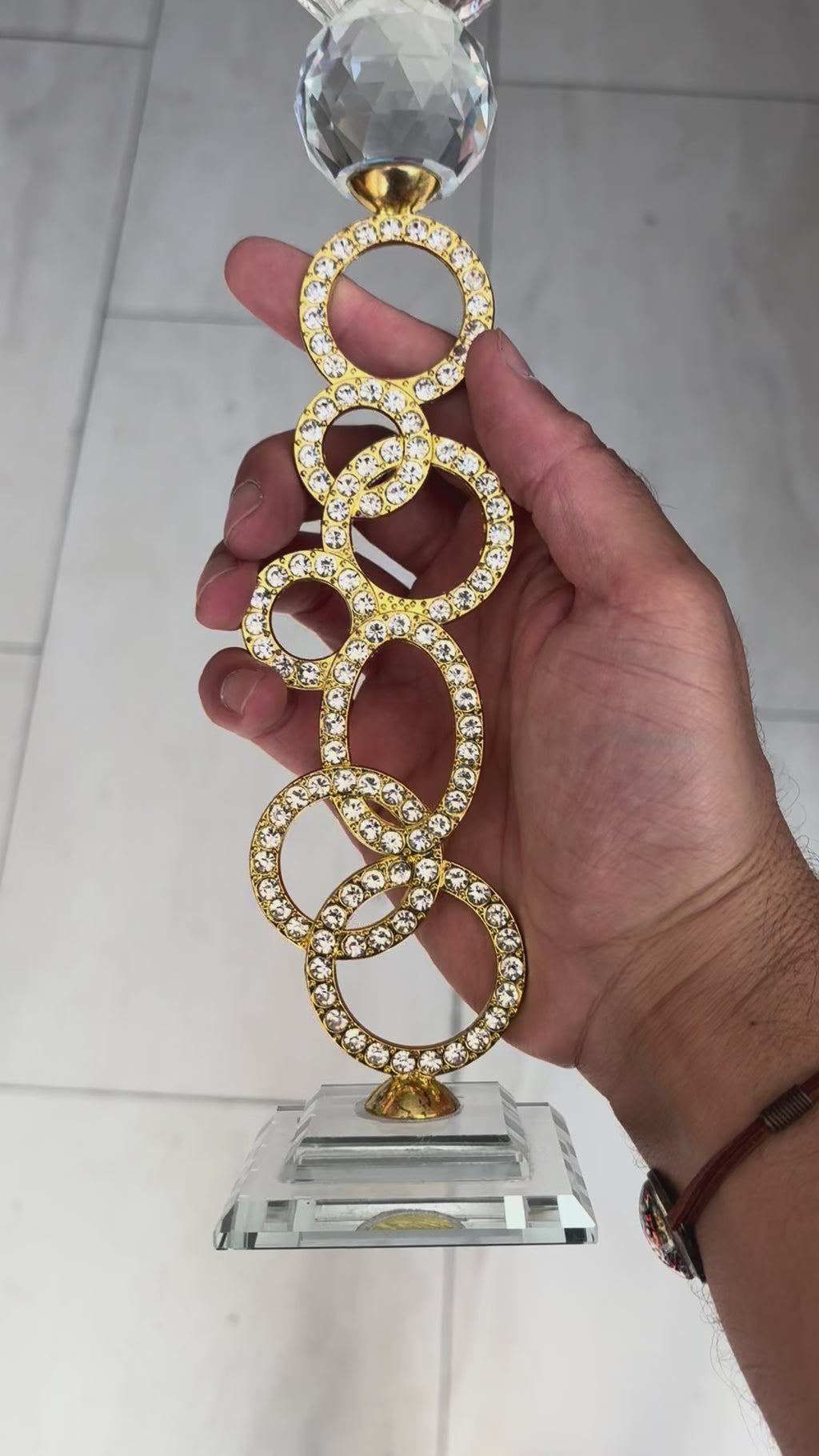 Crystal & Gold Shabbat Candlestick Holders