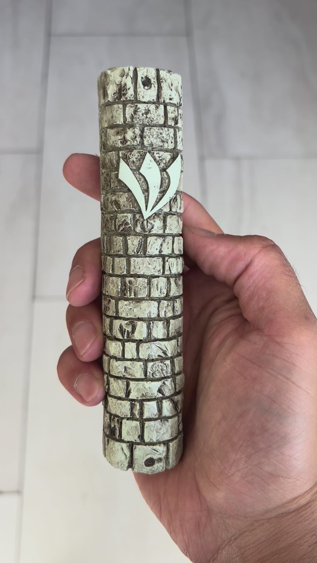 Jerusalem Western Wall Stone Mezuzah Case – 6"