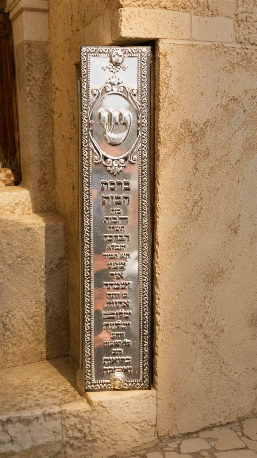 Silver Birkat HaBayit Mezuzah Case – 12 cm